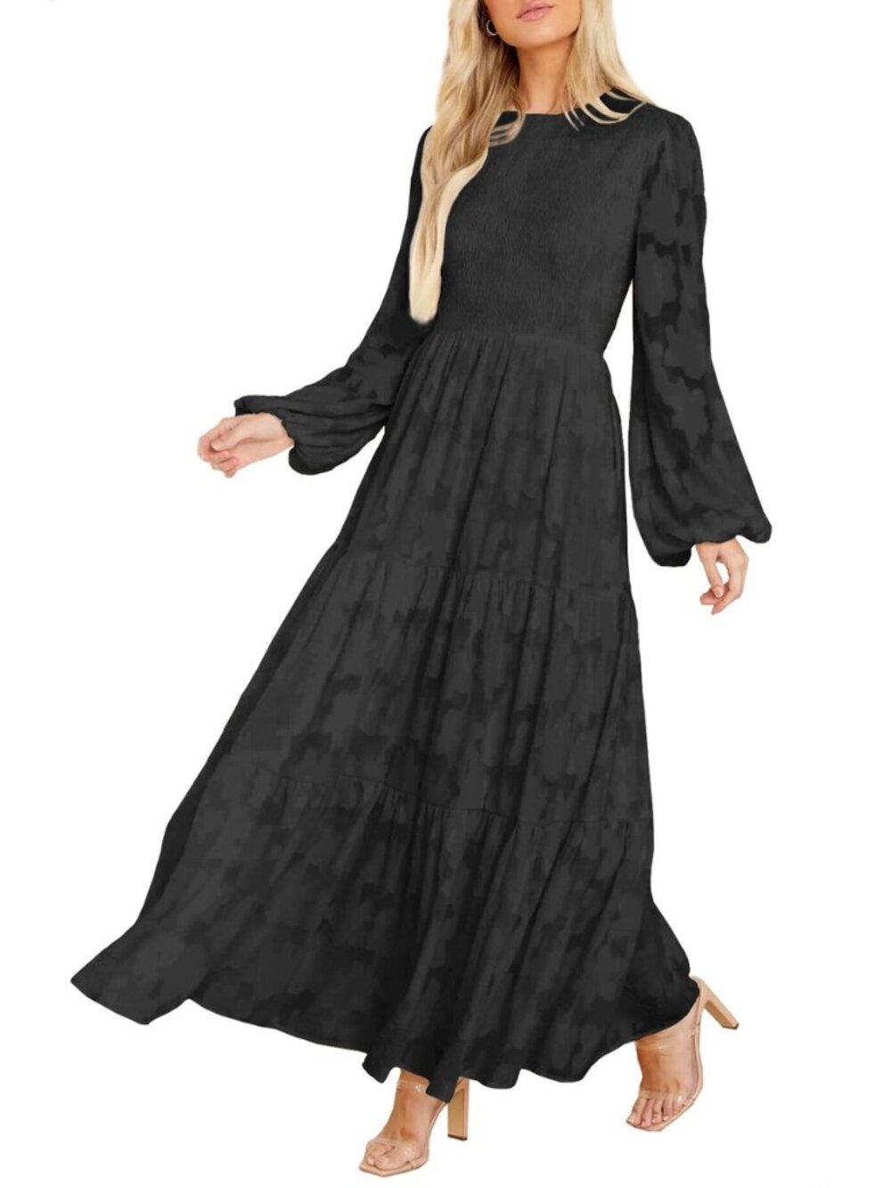 Long Sleeve Maxi Dress for Women Fall Modest Formal Wedding Guest